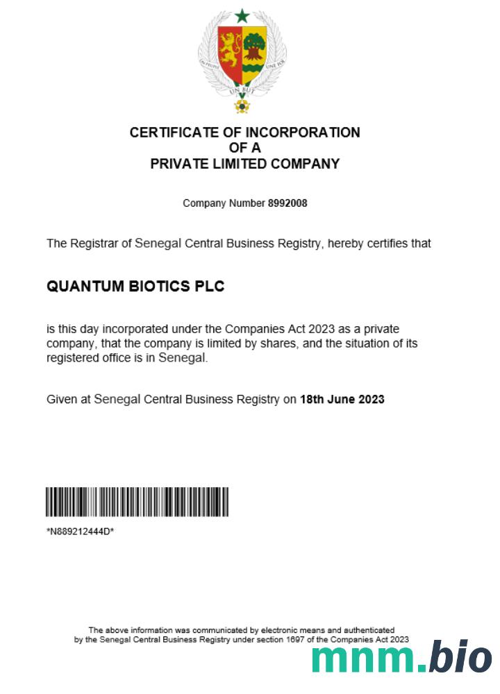 Senegal business registration vcertyfikat Word i szablon PDF